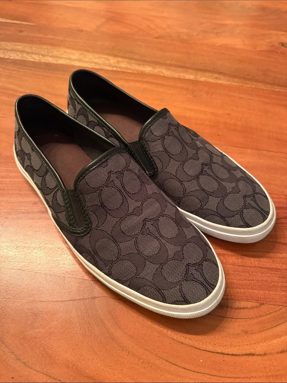Coach Chrissy Charcoal Signature Slip-On Loafers. Women’s size 9.5.